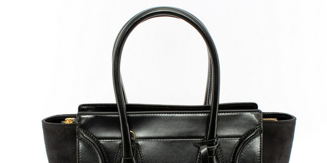 Dámska čierna kabelka so zlatými detailmi Beverly Hills Polo Club