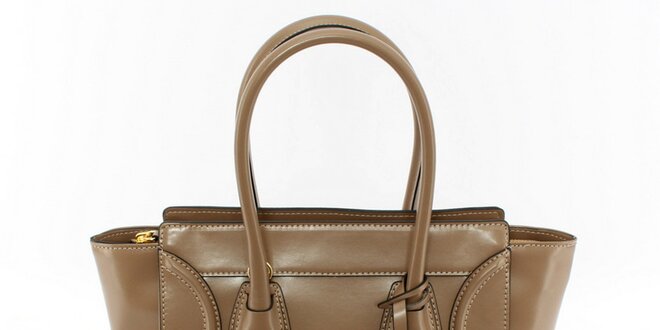 Dámska béžová kabelka so zlatými detailmi Beverly Hills Polo Club