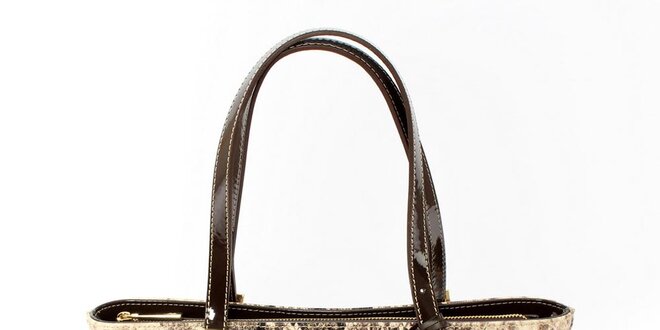Dámska béžová kabelka s hadím vzorom Beverly Hills Polo Club