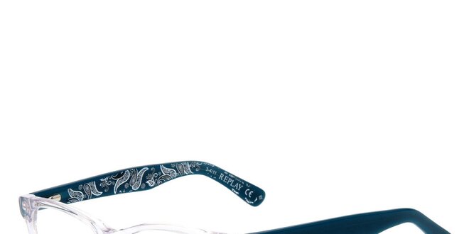 Dámske transparentné okuliare s tyrkysovými stranicami Replay