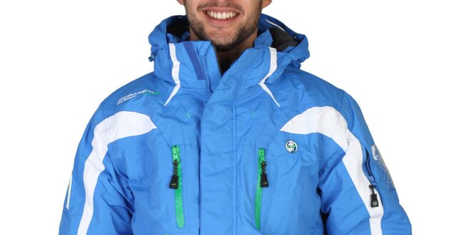 Pánska lyžiarska modrá bunda s bielymi prvkami Geographical Norway