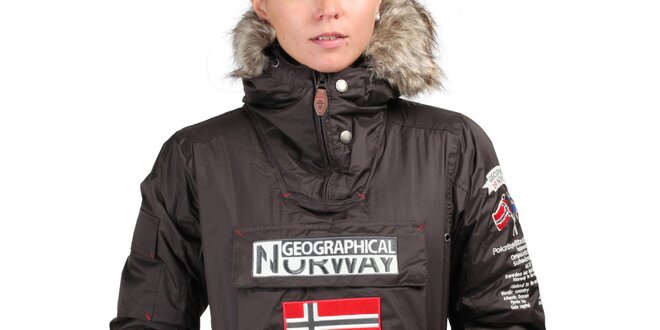 Dámska čokoládová bunda s kapucňou Geographical Norway