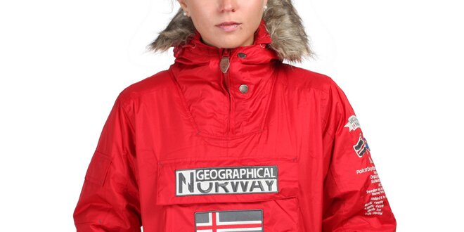Dámska červená bunda s kapucňou Geographical Norway