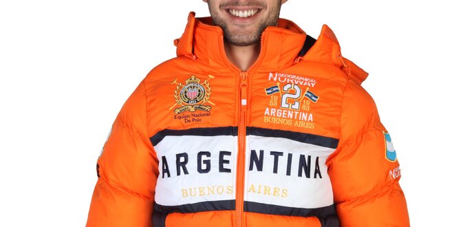 Pánska oranžová bunda s argentínskymi motívmi Geographical Norway