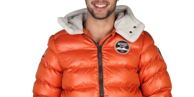 Pánska oranžová zimná bunda s kapucňou Geographical Norway