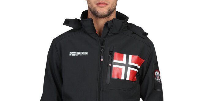 Pánska čierna bunda s vlajkou Geographical Norway