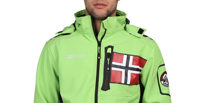 Pánska zelená bunda s vlajkou Geographical Norway
