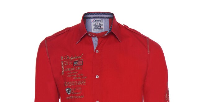 Pánska červená košeľa s výšivkami Giorgio Di Mare