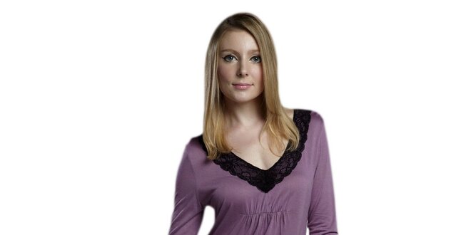 Dámska fialová nočná košeľa s trojštvrťovými rukávmi Les Affaires