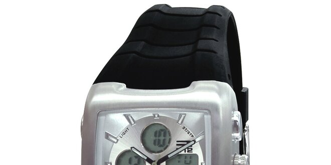Strieborné hodinky s čiernym remienkom RG512