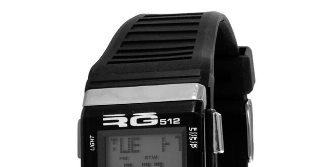 Čierne digitálne hodinky so striebornými detailmi RG512