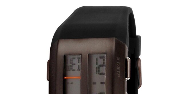 Hnedé digitálne hodinky s polovičným displejom RG512