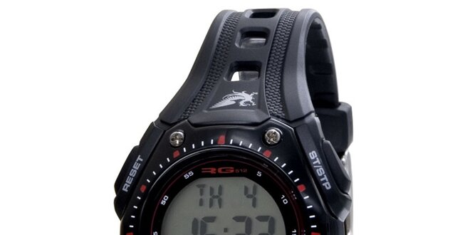 Športové čierne okrúhle digitálne hodinky RG512