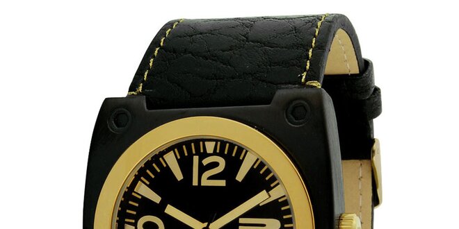 Čierne hranaté hodinky s dátumovkou RG512