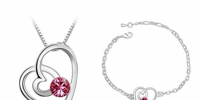 Krásna Valentínska 4-dielna súprava šperkov v 2 farbách so Swarovski kryštálmi