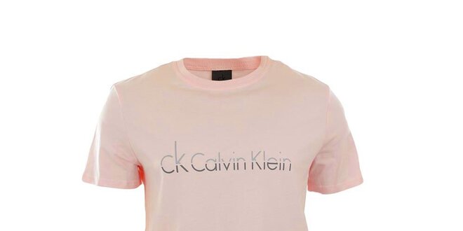 Pánske ružové tričko s potlačou Calvin Klein