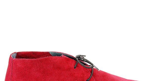 Dámske čerešňovo červené semišové členkové topánky Eye