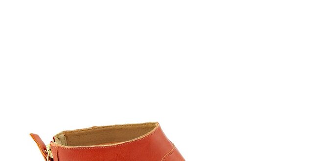 Dámske červené kožené členkové topánky na zips Eye