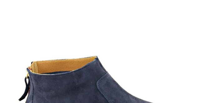 Dámske šedo-modré semišové členkové topánky na zips Eye
