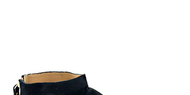 Dámske čierne semišové členkové topánky na zips Eye