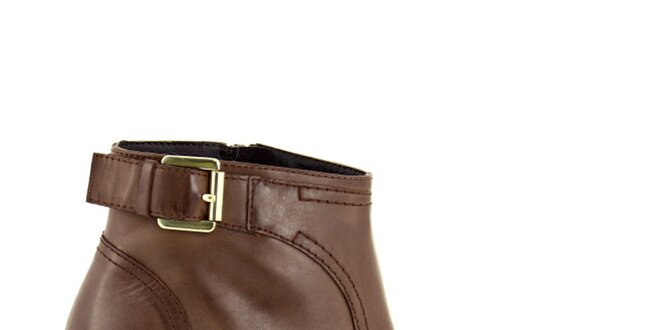 Dámske hnedé členkové topánky so zipsom Eye