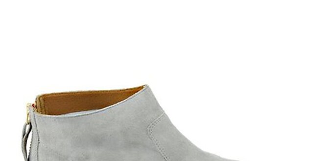 Dámske svetlo šedé semišové členkové topánky na zips Eye