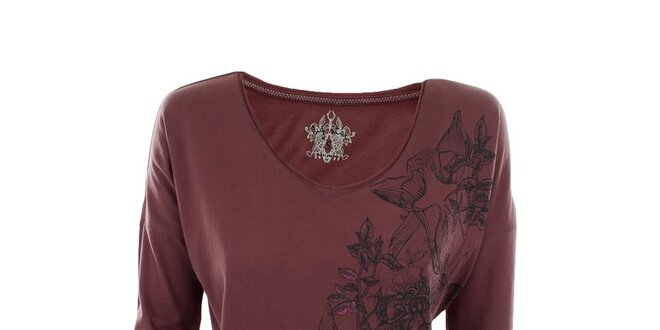Dámske vínové tričko s kvetinovou potlačou Big Star