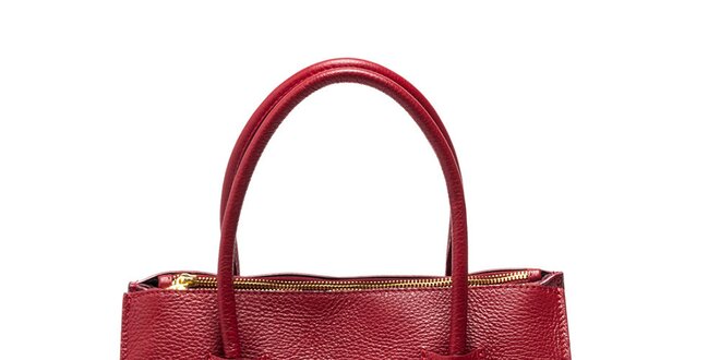 Dámska červená kabelka s predným vreckom Carla Ferreri