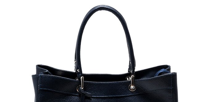 Dámska modrá kožená kabelka Carla Ferreri