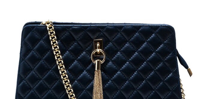 Dámska modrá prešívaná kabelka s retiazkou Carla Ferreri