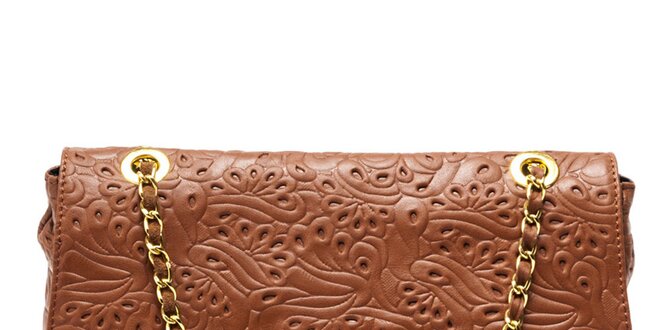 Dámska koňaková kabelka s reliéfnym vzorom Carla Ferreri
