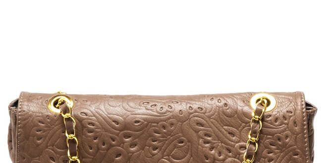 Dámska hnedá kabelka s reliéfnym vzorom Carla Ferreri