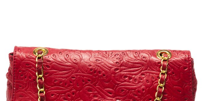 Dámska červená kabelka s reliéfnym vzorom Carla Ferreri