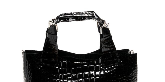 Dámska lakovaná čierna kabelka Carla Ferreri