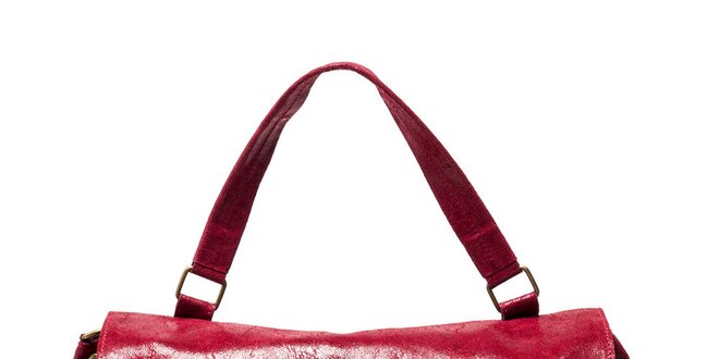 Dámska malinovo červená kabelka s prackami a cvočkami Carla Ferreri
