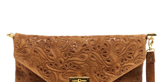Dámska koňaková listová kabelka so vzorom Carla Ferreri