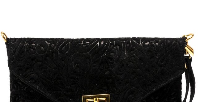 Dámska čierna listová kabelka so vzorom Carla Ferreri