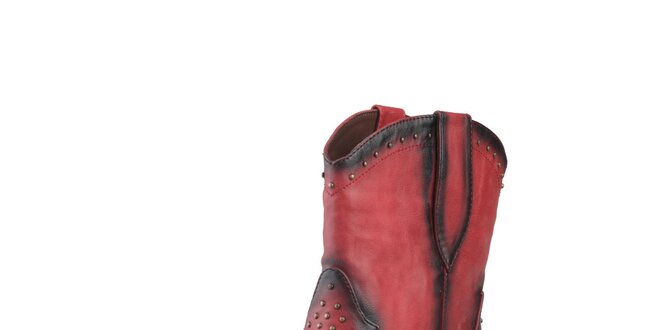 Dámske červené kovbojské topánky s cvokmi Ana Lublin