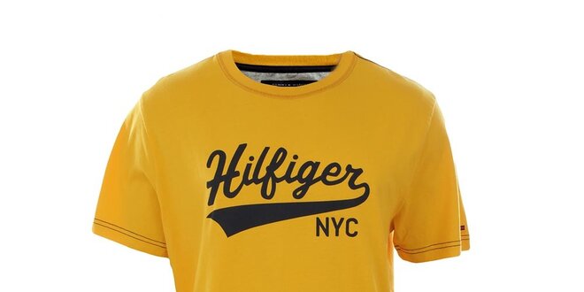 Pánske žlté tričko s nápisom Tommy Hilfiger