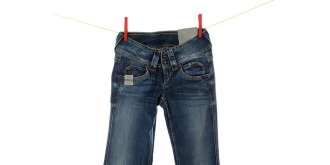 Dámske rovné stredne modré džínsy Pepe Jeans