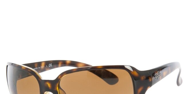 Dámske tmavé žíhané slnečné okuliare s hnedými sklami Ray-Ban
