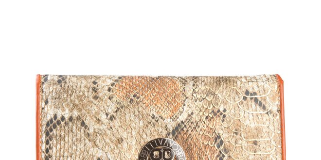 Dámska hnedobéžová peňaženka s motívom hadej kože Cavalli B.