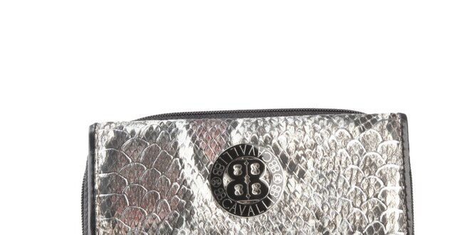 Dámska čierna peňaženka s motívom hadej kože a logom Cavalli B.