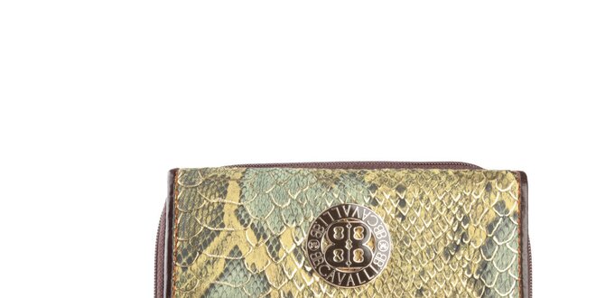Dámska zelená peňaženka s motívom hadej kože a logom Cavalli B.