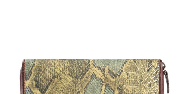 Dámska zelenohnedá peňaženka s hadím vzorom Cavalli B.