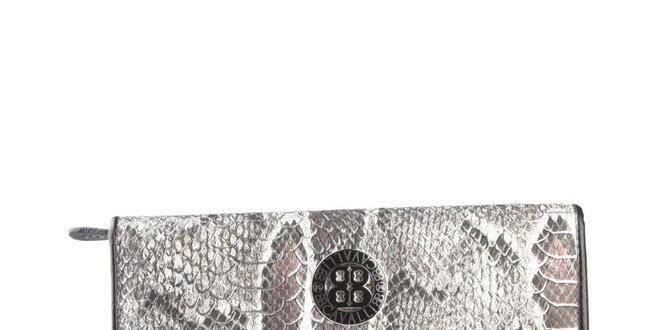 Dámska čierna peňaženka na patentku Cavalli B. s hadím vzorom