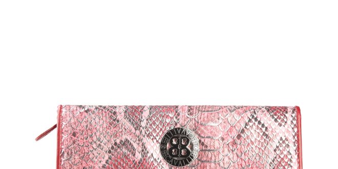 Dámska červená peňaženka na patentku Cavalli B. s hadím vzorom