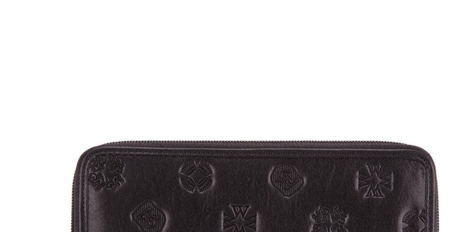 Dámska podlhovastá čierna peňaženka s razenými motívmi Wittchen