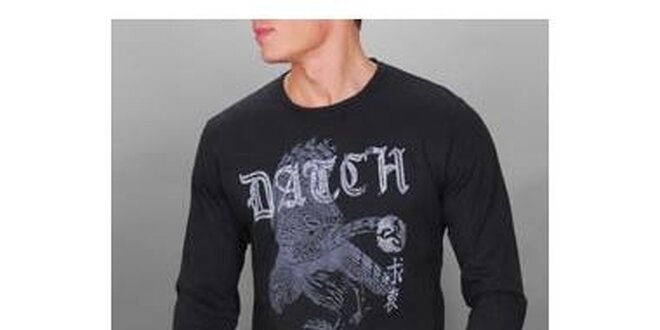 Pánske čierne tričko Datch s potlačou