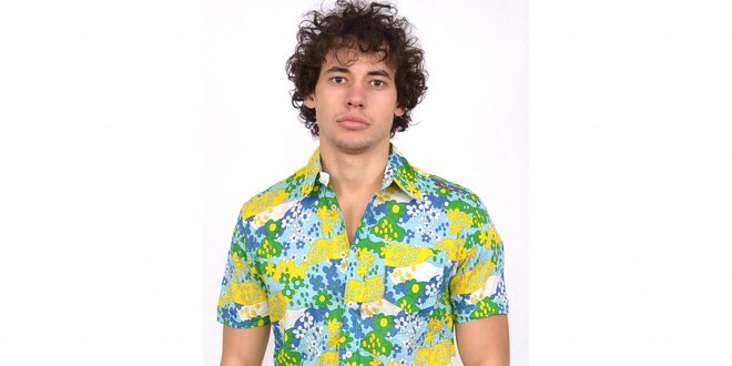 Pánska modro-žlto-zelená havajská košeľa Energie
